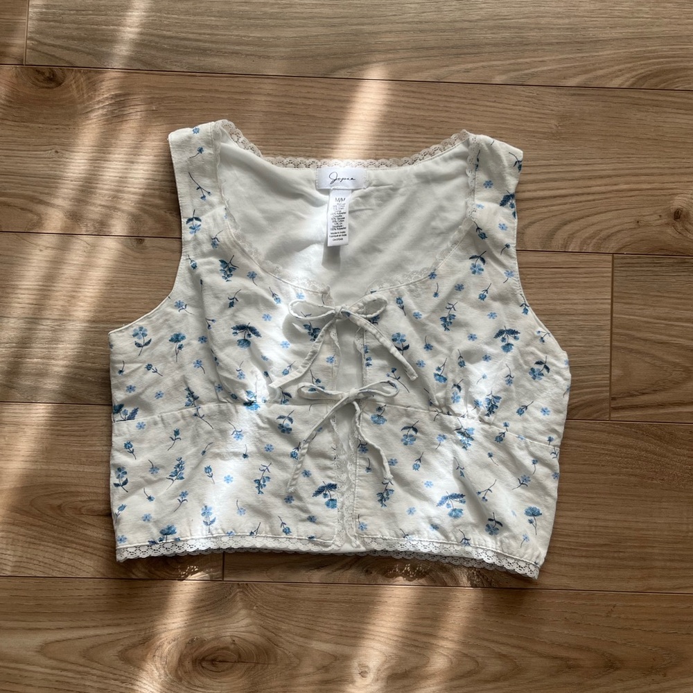 Floral Tie-Up Cotton Crop Top